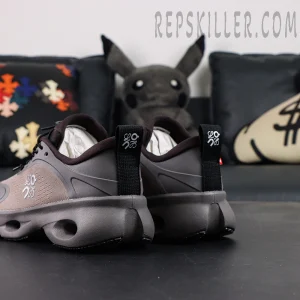 Loewe x ON Cloudsolo Black Brown sneakers, heel and midsole view