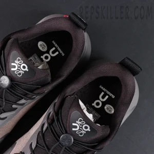 Loewe x ON Cloudsolo Black Brown sneakers, tongue and inner lining detail