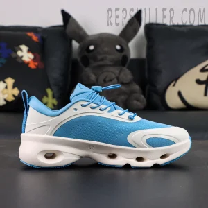 Loewe x ON Cloudsolo Blue White sneakers, logo and midsole cutout detail