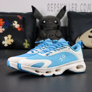 Loewe x ON Cloudsolo Blue White sneakers, front side angle view