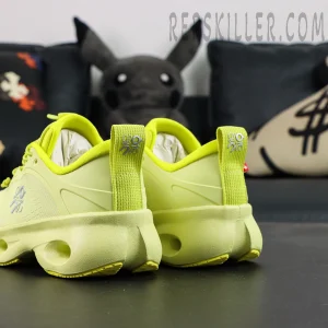 Loewe x ON Cloudsolo Lime Green sneakers, rear angle view