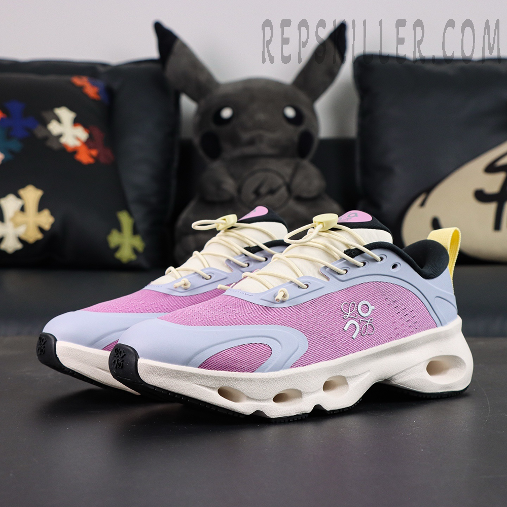 Loewe x ON Cloudsolo Pink Purple sneakers, front side angle