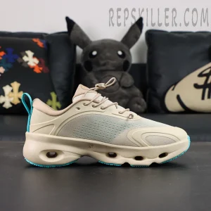 Loewe x ON Cloudsolo Sand Turquoise sneakers, side view