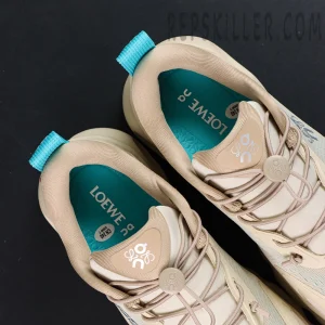 Loewe x ON Cloudsolo Sand Turquoise sneakers, insole and tongue detail