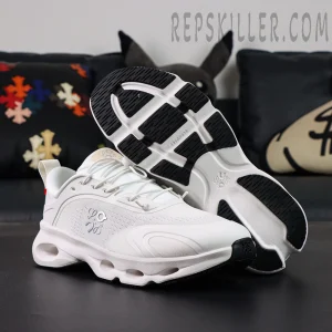 Loewe x ON Cloudsolo white collaboration sneakers front view with outsole detail