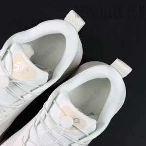 Loewe x ON Cloudsolo white sneakers collar and insole branding close-up