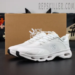 Loewe x ON Cloudsolo white sneakers displayed with original box