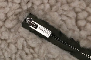 Miu Miu Automne Shearling Hooded Down Jacket Zipper puller