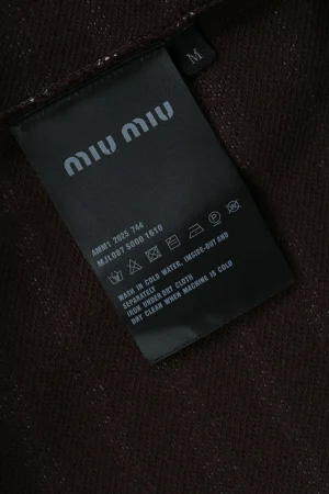 Miu Miu Brown Striped Hooded Knit Jacket Wash label