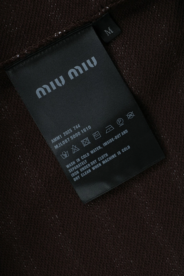 Miu Miu Brown Striped Hooded Knit Jacket Wash label