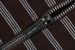 Miu Miu Brown Striped Hooded Knit Jacket Zipper puller