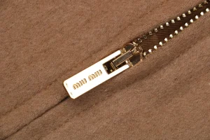 Miu Miu Color-Block Camel Hair Double-Layer Jacket Zipper puller