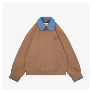 Miu Miu Color-Block Camel Hair Double-Layer Jacket Front view