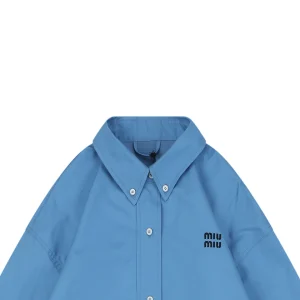 Miu Miu Embroidered Logo Poplin Jacket