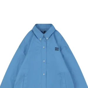 Miu Miu Embroidered Logo Poplin Jacket