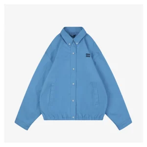 Miu Miu Embroidered Logo Poplin Jacket Front view