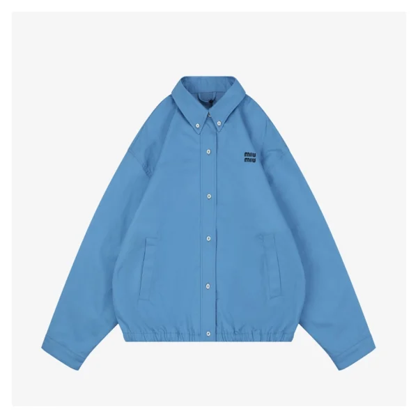 Miu Miu Embroidered Logo Poplin Jacket Front view
