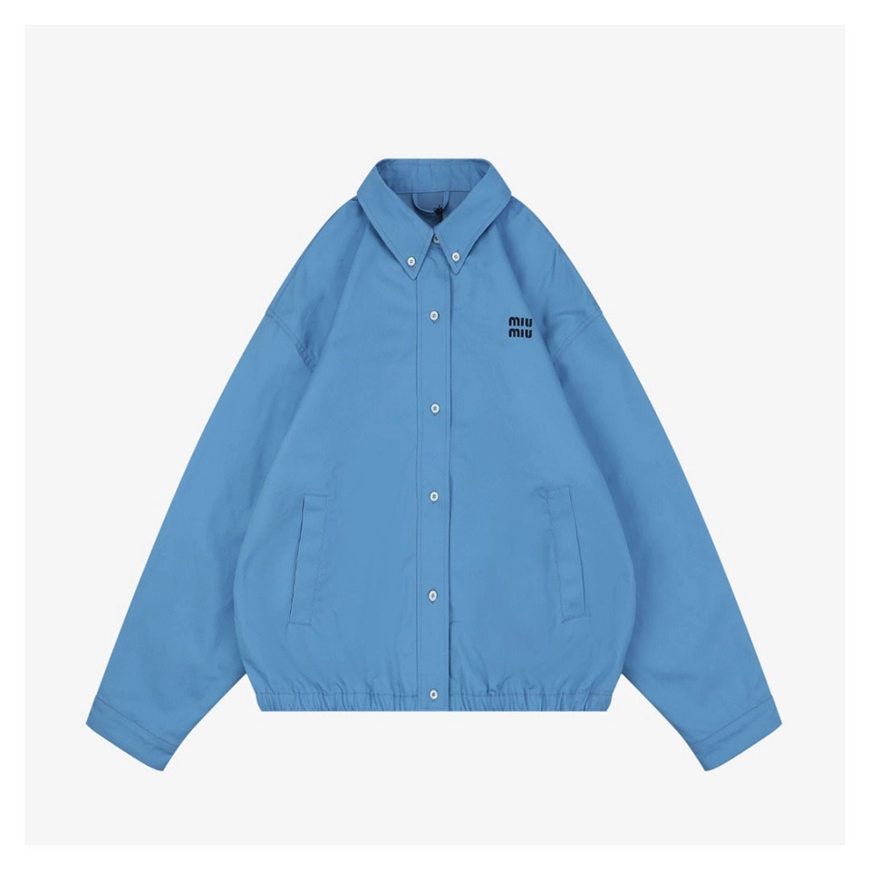 Miu Miu Embroidered Logo Poplin Jacket Front view