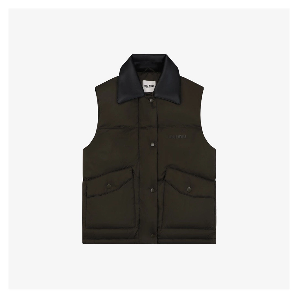 Miu Miu Leather Collar Down Vest Front view