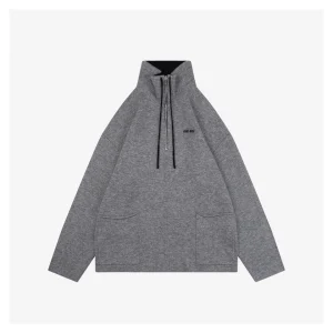 Miu Miu Logo Half-Zip Wool Blend Jacket Front view