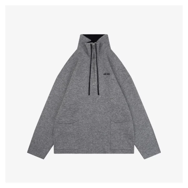 Miu Miu Logo Half-Zip Wool Blend Jacket Front view