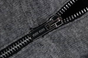 Miu Miu Logo Half-Zip Wool Blend Jacket Zipper puller