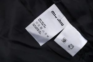 Miu Miu Logo Trim Collar Knit Zip Jacket Wash label