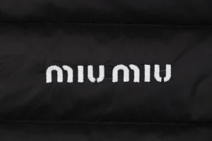 Miu Miu Minimal Logo Stand Collar Quilted Down Jacket Black Brand