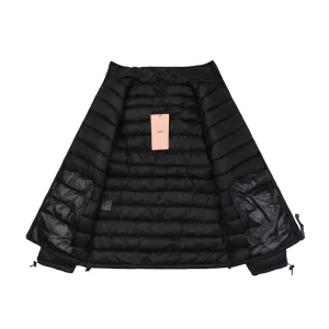 Miu Miu Minimal Logo Stand Collar Quilted Down Jacket Black Lining