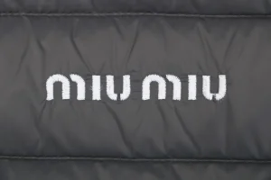 Miu Miu Minimal Logo Stand Collar Quilted Down Jacket Grey Brand