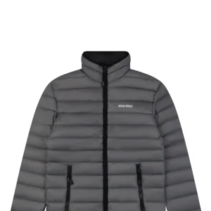 Miu Miu Minimal Logo Stand Collar Quilted Down Jacket Grey