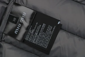 Miu Miu Minimal Logo Stand Collar Quilted Down Jacket Grey Wash label