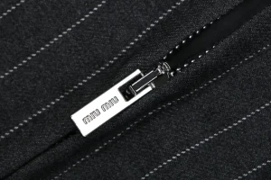 Miu Miu Pinstripe Wool Jacket Zipper puller