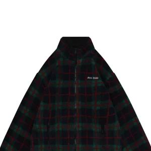 Miu Miu Plaid Shearling Jacket – Green Red