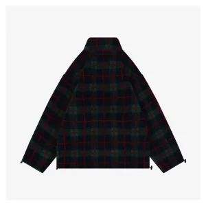 Miu Miu Plaid Shearling Jacket – Green Red Back view
