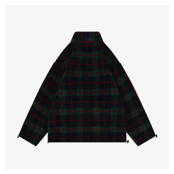 Miu Miu Plaid Shearling Jacket – Green Red Back view