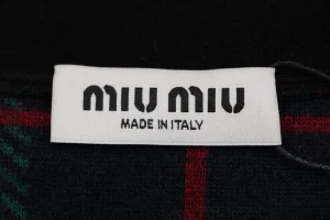 Miu Miu Plaid Shearling Jacket – Green Red Brand label