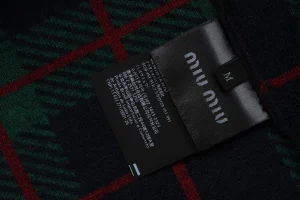 Miu Miu Plaid Shearling Jacket – Green Red Wash label