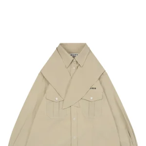 Miu Miu Poplin Bow Detail Shirt Khaki
