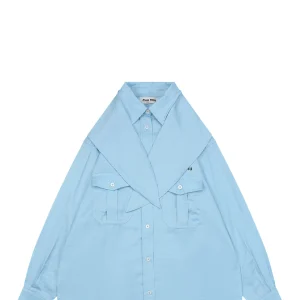 Miu Miu Poplin Bow Detail Shirt Blue