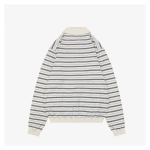 Miu Miu Striped Logo Long Sleeve Polo Shirt White BAck view