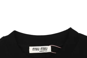 Miu Miu Tonal Beaded Logo Embroidered Sweatshirt Black Collar