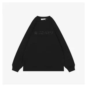 Miu Miu Tonal Beaded Logo Embroidered Sweatshirt Black Front view