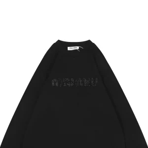 Miu Miu Tonal Beaded Logo Embroidered Sweatshirt Black