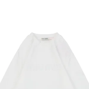 Miu Miu Tonal Beaded Logo Embroidered Sweatshirt White