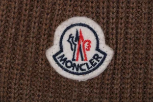 Moncler Arm Patch Zip Pocket Crew Neck Knit Sweater Brown Brand