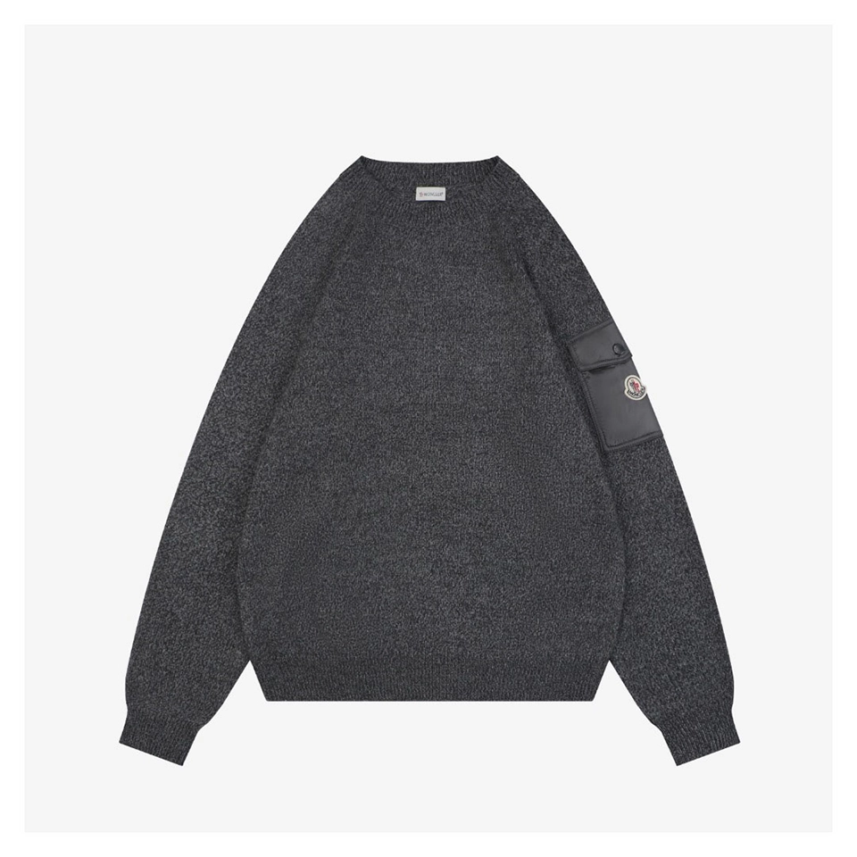 Moncler Arm Pocket Crewneck Wool Blend Sweater