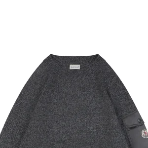 Moncler Arm Pocket Crewneck Wool Blend Sweater