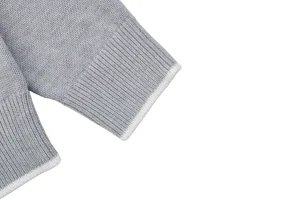 Moncler Color-Block High Neck Arm Patch Knit Sweater Grey Cuff