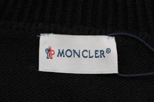 Moncler Color-Block High Neck Arm Patch Knit Sweater Black Brand label
